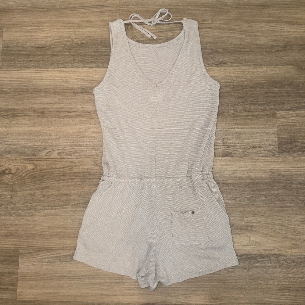 Prana Women Grey Striped Hemp Blend Sleeveless Romper W31202002 Small - Picture 6 of 9